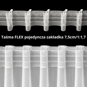 Taśma FLEX – pojedyncza zakładka 7,5 cm (1:1,7) – eleganckie, nowoczesne zakładki zapewniające estetyczny i równomierny układ firany