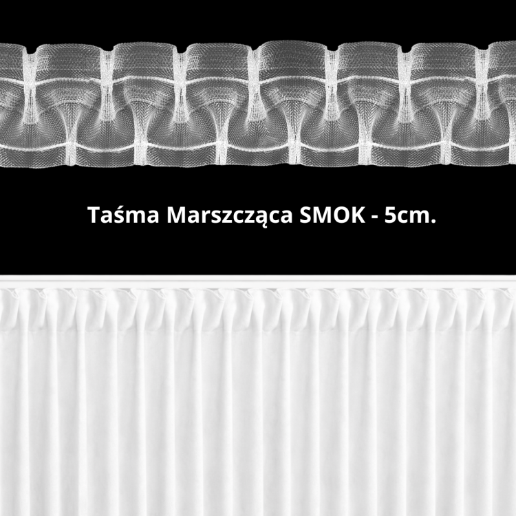 Taśma marszcząca SMOK 5 cm – klasyczne, najczęściej wybierane marszczenie tworzące drobne i eleganckie fałdy