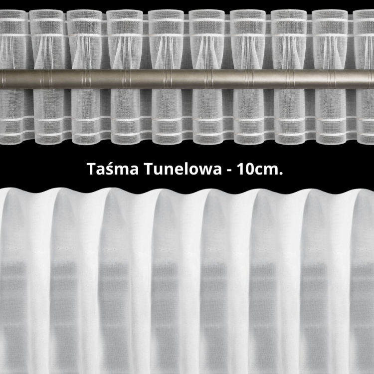 Taśma tunelowa 10 cm (na drążek) – firana z tunelem do bezpośredniego założenia na drążek karnisza, prosty i szybki montaż