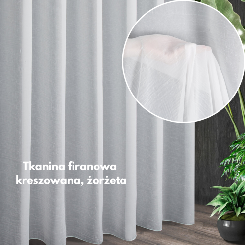 Tkanina firanowa kreszowana, żorżeta biały napis.png